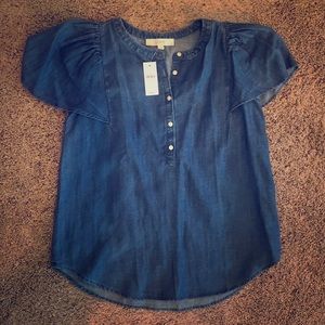 Loft Chambray Cap Sleeve Top